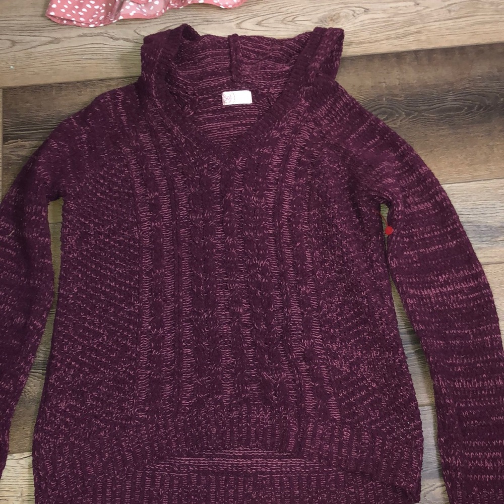 purple knit sweater hoodie